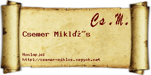 Csemer Miklós névjegykártya